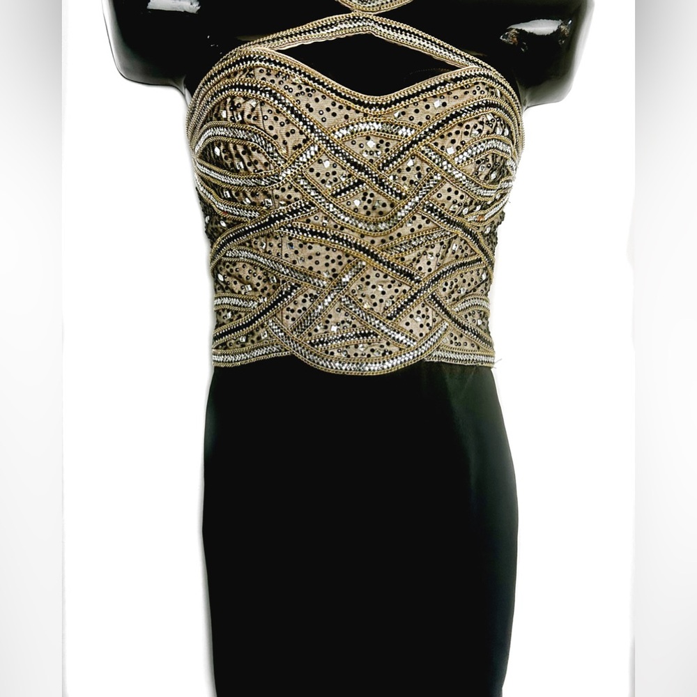 Alexia Designs Strapless Black and Gold Dress - Picture 3 of 14